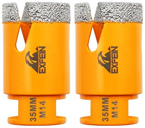 EXFEIN Diamant Fliesenbohrer 35mm - 2 stücke M14 Diamantbohrer Lochsäge für Fliesen Porzellan Keramik Marmor Granit Bohrungen, für Winkelschleifer