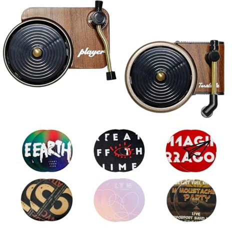 KVAEY 2 PCS Car Air Fresheners Vent Clips, Retro Style Record Player Car Air Fresheners Vent Clips, Rotatable Car Fragrance Diffusers Clips Include 12 Aroma Tablets for Music Lover