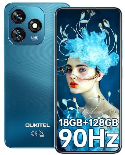 OUKITEL C51 Smartphone 18GB RAM + 128GB ROM - Android 14 Telefono - 6.8 HD+/90Hz Cellulare 5150mAh Octa-Core, 13MP+5MP Camera Dual SIM 4G Cellulari e Smartphone/Fingerprint/Face ID/3.5mm Jack Blu