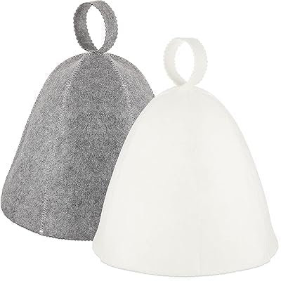Pack de 2 Gorros de Sauna de Fieltro para Hombre y Mujer, Protección para Cabeza y Orejas, Ideal para Sauna, Viajes y Hotel, Colores Gris y Blanco