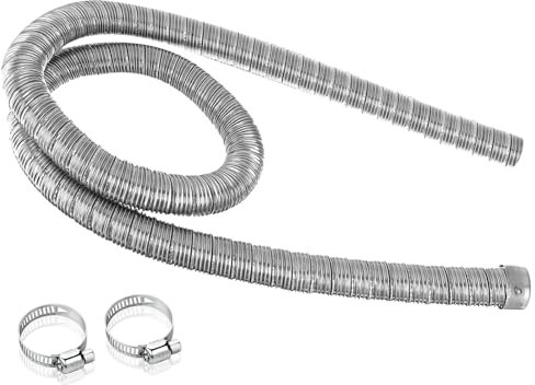 autozen Heater Exhaust Pipe, 200cm two-layer Stainless Steel Exhaust Pipe with 2 Clamps for Diesel Gas Vent Hose Heating