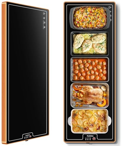 Bandeja de calentamiento eléctrico de vidrio templado extra larga de 40 x 12 pulgadas para bufetes, fiestas, uso diario en el hogar, tapete de calentamiento para alimentos, calentador de alimentos,