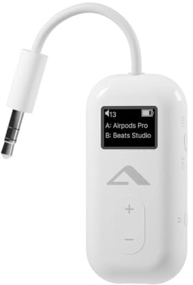 Alogic SkySound Bluetooth Audio Transmitter – Wireless Adapter for AirPods, Headphones & Earbuds | In-Flight Entertainment, Gym Equipment & More | 25+ Hour Battery, Dual Device Streaming