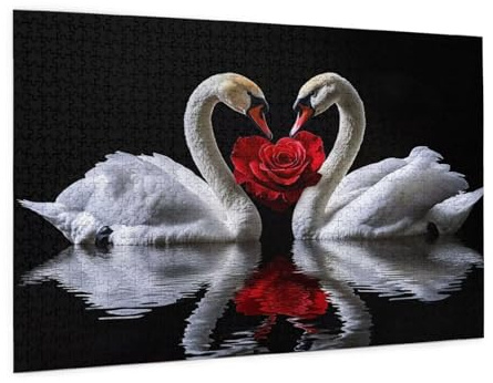 Blume Puzzle 5000 Teile Erwachsene Puzzle Schwan Muster Design mit Geschenkbox-Verpackung als Geschenk für Frauen, Anspruchsvolle Familienaktivität für Anfänger, Zimmer Deko 105 x 156 cm -1834y