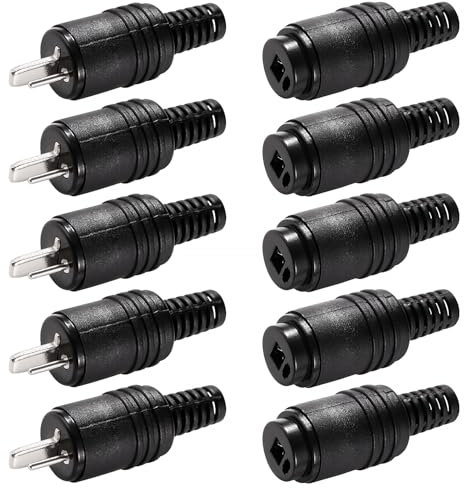 KUOQIY 10 PCS 2 Pin DIN Speaker Plug/Socket, 2 Pin HiFi Loudspeaker Cable Connector with Screw Terminals and Kink Protection, with Screwdriver, for HiFi Loud Speaker Devices