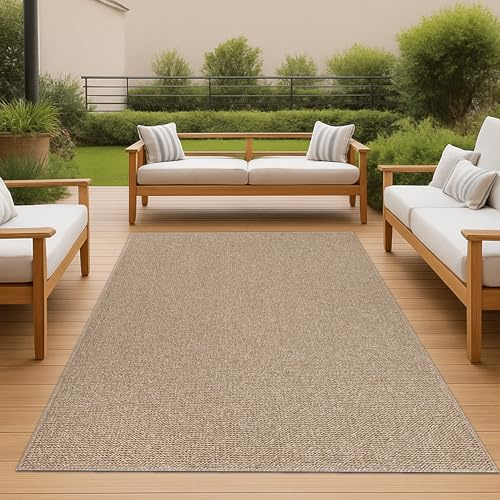 Teppich-Traum In- & Outdoor Teppich Flechtoptik Beige 200x280 cm | Pflegeleicht, wetterbeständig, UV-beständig, robust und strapazierfähig, für Balkon, Terrasse, Garten, Flur und Küche