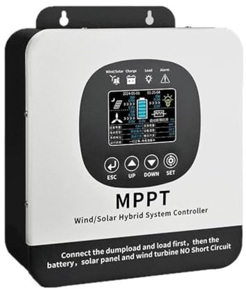 HENGJINGTR MPPT Wind-/Solar-Hybridsystem-Regler Mit LCD-Anzeige 12V/24V/48V Off-Grid Reiner Sinus-Wechselrichter Für Wind-Solar-Komplementärenergiespeicherstation,48v,20A