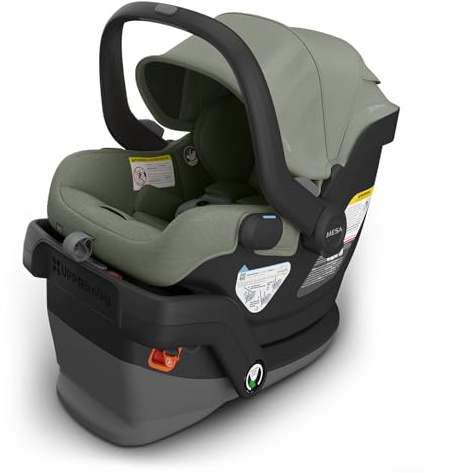 UPPAbaby Mesa V3 Infant Car Seat - Easy Installation + SmartSecure Technology - Attaches to Stroller | Base + Infant Insert Included - Evelyn (Meadow Green)