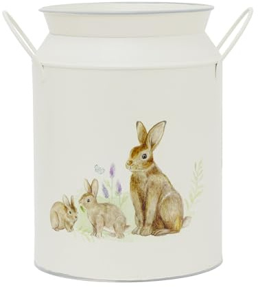 Tin Urn Milk Churn | 22cm Meadow Fields Vintage Metal Decorative Jug for Dried Flowers, Faux Blooms and Country Chic Home Decor