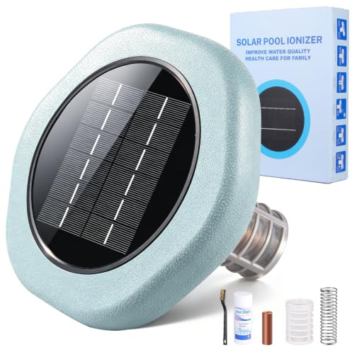 Ioniseur Piscine Solaire Purificateur, Ioniseur Flotteur Autonome, Accessoire Piscine avec Panneau Solaire, Flotteur Ioniseur pour Piscine Hors-Sol, Spa & Jacuzzi