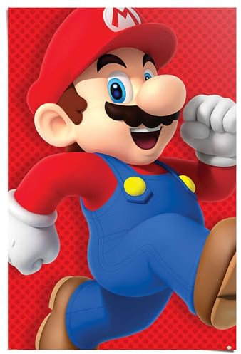 REINDERS Poster, Super Mario - run, Kinderzimmer, Poster, Wanddeko, Room Decor, 150 gr. glänzend Bilderdruckpapier, Rot, 91,5x61cm