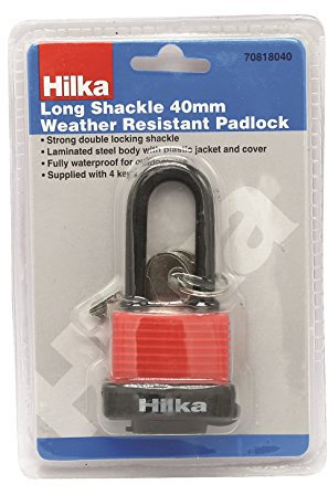 Hilka Herramientas 70818040 40 mm grillete Largo Resistente a la Intemperie, Color Rojo y Negro