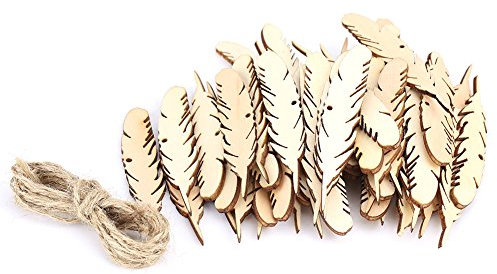 50 Teile/beutel Holzfedern Feder Holz Handwerk Für Wand Hochzeit Zimmer Dekoration Zubehör DIY Umweltschutz Dekoration Federn Holz Anhänger