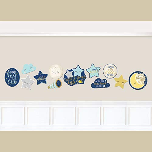 Amscan 192152 - Twinkle Little Star Baby's Birthday Party Card Cut-Outs Decorations - 12 Pack