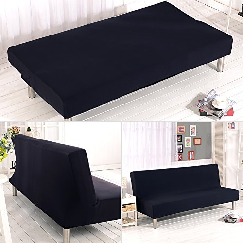 ele ELEOPTION Elastisch Sofa Überwurf Sofahusse Sofabezug für Schlafsofa Klappsofa faltbar Sofabett ohne armlehne Sessel und die Couch (Schwarz)
