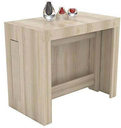 VE.CA - Karen Console à rallonge - avec Porte à rallonge en Bois - Dimensions : 90x51,5x77 à 300 cm - Couleur : Orme - Cuisine, Maison, Design - Made in Italy