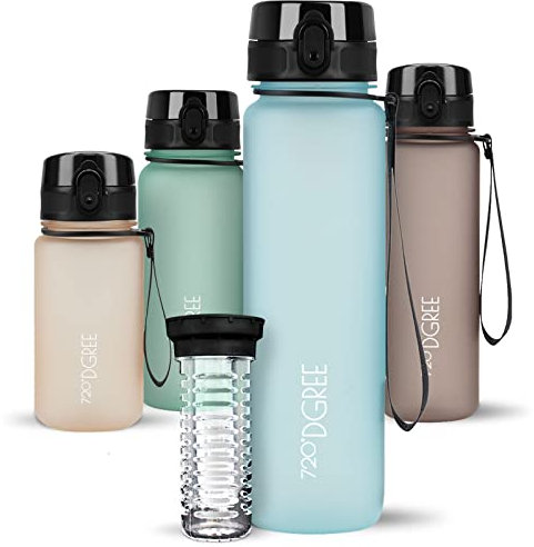 720°DGREE Gourde d'Eau 1l “uberBottle“ +Fruit-Infuseur softTouch - Sans BPA, Anti-fuite - Bouteille, water bottle idéale pour Enfants, Sport, Randonnée, Gym, Camping, Université, Voyage, Travail, Yoga