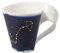 Villeroy und Boch - NewWave Stars Becher mit Henkel, formschöne Tasse mit Skorpion-Motiv, Premium Porzellan, spülmaschinengeeignet, weiß/blau, 300 ml