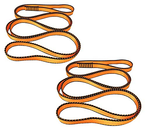 FOSER 18mm Nylon Kletterschlinge Runner, 23KN Nylon Seil, zum Klettern, Bergsteigen, Wandern, Downhill, Notfallausrüstung (Orange(2pcs), 120cm/48in)