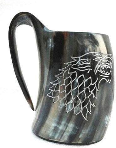 Samara Nautical Game of Thrones Stark Sigil Wolf Viking-Drinking Horn Mug Cup-Beer Wine Mead Ale D