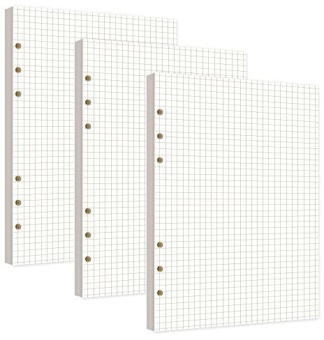 240 Blätter A5 Grid Paper,A5 Papier Kariert 6 Löcher Nachfülleinlagen Nachfüllbare Refill Paper für Notizbuch Tagbuch Skizze Malerei 3 Packung