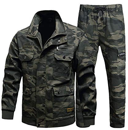 YJKJ Schweißerjacke, Arbeitsjacke, Baumwolle Tarnung Mehrere Taschen Geeignet Für Fabriken, Logistik, Hochbau, Schweißer, Autoreparaturen Usw.,XL