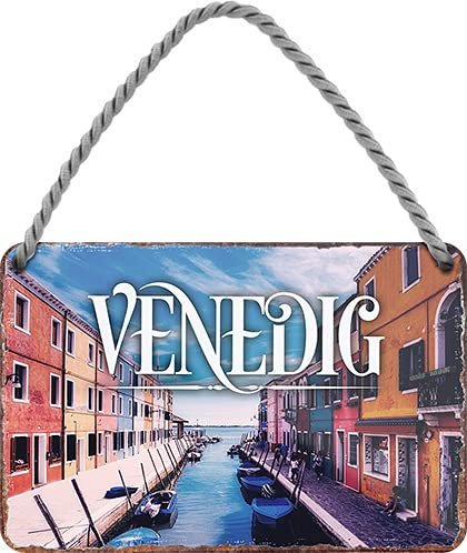 schilderkreis24 Blechschilder Kollektion 18x12cm – Städte-Motive aus aller Welt: Dekoration & Geschenkidee für Weltenbummler (Venedig)