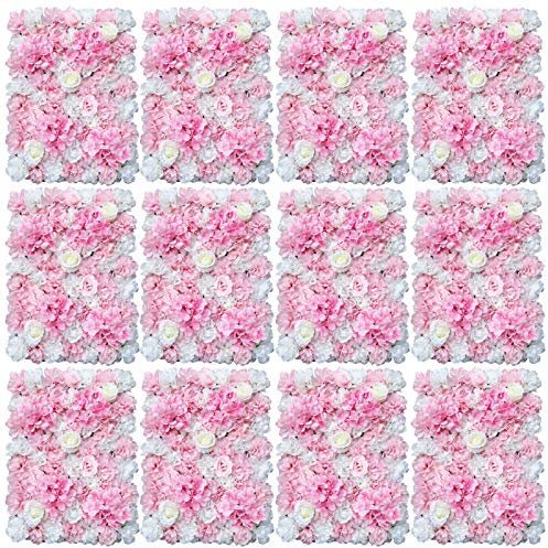 12 Stück Künstliche Blumen Wand Rose Panel Gefälschte Seidenblume Wandpaneel für Hochzeit Hintergrund Fotografie Veranstaltungsort Dekor Haus Garten Party 60 x 40 cm