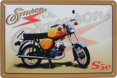 Cartel de chapa retro Simson DDR Moped Roller Ostalgie (20 x 30 cm, Simson S50 Chapa 222)