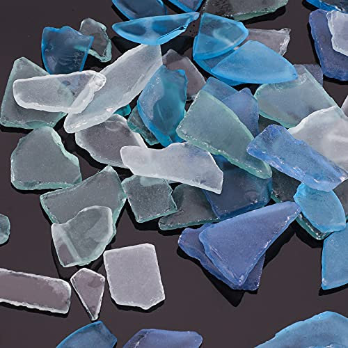 Gukasxi 300g Bunte Seeglas Deko 4 Farben Gemischt Seeglas dekoratives Akzent Glas Sortierte Farbige Bulk-Meerglasstücke für Strand Hochzeits Party Dekor Wohnkultur DIY Bastelbedarf, 1-4cm