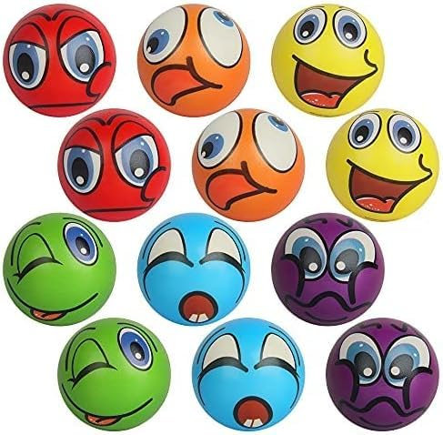 Emoji Stressball, ZoneYan 12 Stück Antistressball, Stressball Zum Kneten, Squishy Antistressbälle, Smiley Squeezers, 6 Farben, Stress Relief Emotionale Spielzeug für Kinder und Erwachsene