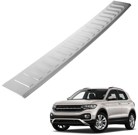CHROMEMASTER | Ladekantenschutz Stoßstangenschutz | Kompatibel mit Volkswagen VW T-Cross 2019+ ; Gebürsteter Edelstahl, Silber Matt; Unsere Lackschutzleiste Sichert den Heckstoßfänger vor Kratzern