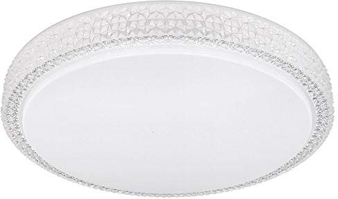 etc-shop Deckenleuchte Kristallleuchte Rundlampe Deckenlampe Wohnzimmer, CCT Kristalldekor Sternenhimmel-Effekt, Metall klar weiß opal, 1x LED 22 Watt 1600 Lumen warmweiß-tageslicht, DxH 40x8,5 cm