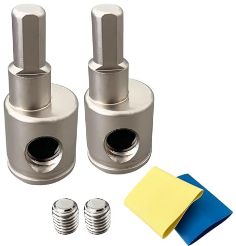 2Pcs with Set Screw Brass Nickel Chrome Amp Input Reducer 1/0 to 4 Gauge Wire Reducer