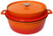 Grillfürst farbig emaillierter Dutch Oven ca. 12 Liter Fassungsvermögen - stabil stehender Gusseisentopf ohne Füße, orangefarbene Kratzfeste Emaillierung, multifunktional, ca. 20,5 x 46 cm, DO12