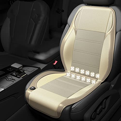 KUMADAI Sitzauflage Auto Autositzauflage Sommer, Kühlung Sitzkissen Auto Gegen Schwitzen Kühlende Sitzauflage Hämorrhoiden Sitzkissen Autositzkissen Auto Sitzschutz,Beige,12 Fans~12V