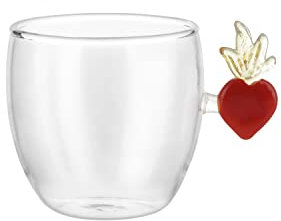KASANOVA Tazzina in vetro borosilicato 120 ml cuore sacro rosso