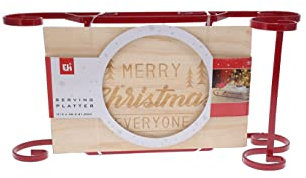 Plateau de service de Noël en bois de hêtre 45,8 x 21,5 cm