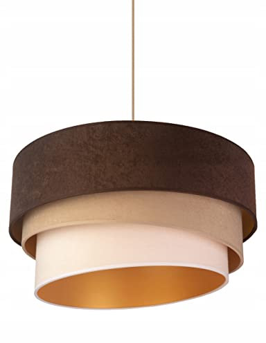 FKL DESIGN Home Deco – Pendelleuchte Esstisch – Hängeleuchten & Pendelleuchten – Deckenlampe Hängend – Lampenschirm Hängelampe- Esszimmerlampe - Wohnzimmer - Küchenlampe - Braun - E27, Serie TAD31