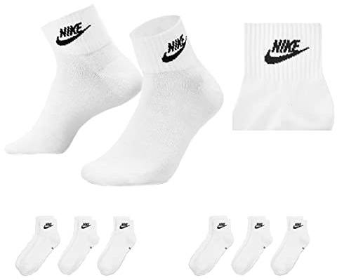 Nike U NK V CUSH Knöchelsocken für Erwachsene, Unisex, 3 Stück, 6 Paar Weiß, 42-46