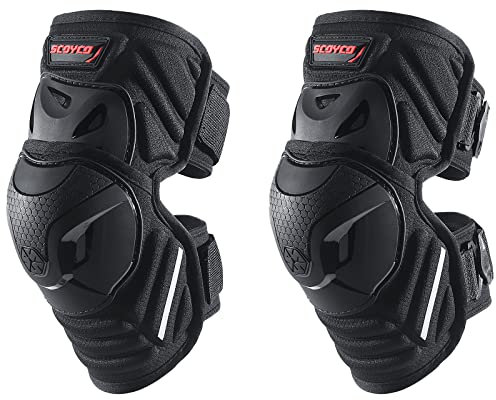 Scoyco Motorrad Knieschienbeinschoner Pads Schwarz Einstellbare Knieschoner Pads Protektor Rüstung für Motocross