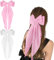 WLLHYF 2 Stück Haarspangen mit großer Schleife weicher seidiger Satin-Haarspange langer Schwanz französisches Band Haarnadeln 90er-Jahre Bowknot-Clips für Party Weihnachten Frauen (weiß+rosa)