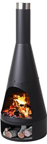 Stufa camino focolare riscaldamento da esterno HWC-K90 acciaio 124x43cm nero