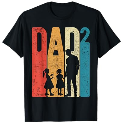 Papa Squared Vatertag Zwei Mädchen Zwei Töchter Vater T-Shirt