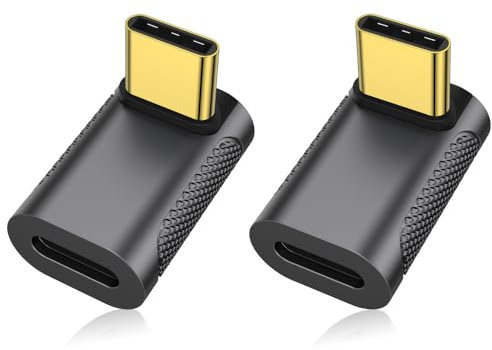 BCLINK USB C Right Angle Adapter (2 Pack), 90 Degree USB C Male to Female Connector for Steam Deck, ROG Ally, Switch, MacBook, Tablet, Phone and More Type C Devices