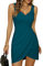 Missufe Robe de cocktail/d'été pour femme, élégante, enveloppante, festive, style vintage, adaptée pour fête (bleu paon, taille XS)