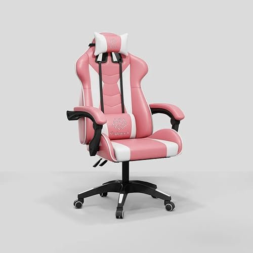 Cybert Sedia da Gaming Gamer Poltrona da Ufficio Scrivania Girevole Braccioli Design Ergonomico Supporto Lombare Meccanismo di Inclinazione (Bianco/Rosa)