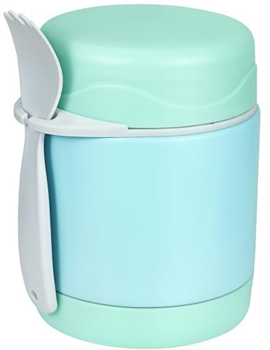 Howeemo 10oz Soup Thermo for Hot Food Kids,Lunch Thermo Kids Food Jar with Spoon Hot Insulated Food Containers,Leak Proof Stainless Steel Wide Mouth Lunch Food Thermo Jar for School(Mint-Green)