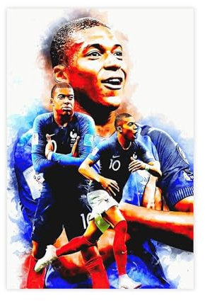 Kylian Mbappe Fußball-Poster, 13 Leinwand, Schlafzimmer, Dekoration, Sport, Landschaft, Büro, Raumdekoration, Geschenk, ungerahmt, 30 x 45 cm