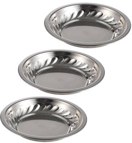 Milisten Set of 3 Stainless Steel Dinner Plates Fruit Dish Snack Case Smooth Surface Easy Clean Decorative